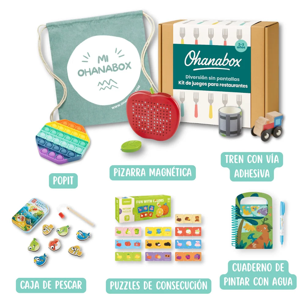 Mochila de juegos para restaurantes y esperas 2-3 años